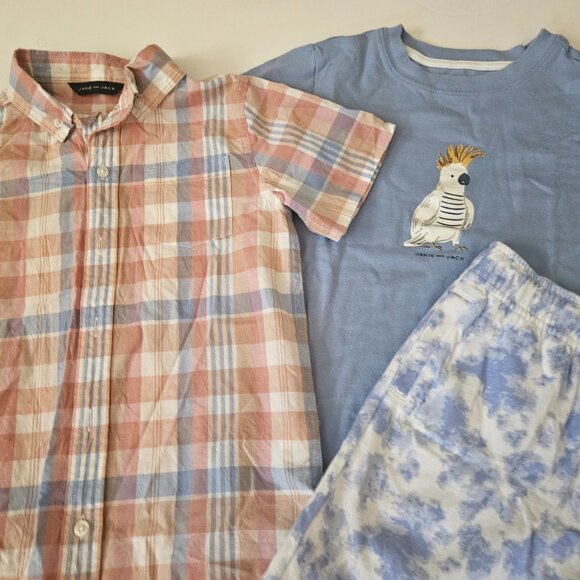 Janie and Jack 6 Boys Shirt Plaid Shirt Tee Shorts Summer Lot - Picture 3 of 3